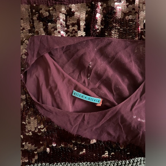 NWT Alice + Olivia Berry Colored sequin top size Small - Picture 2 of 4